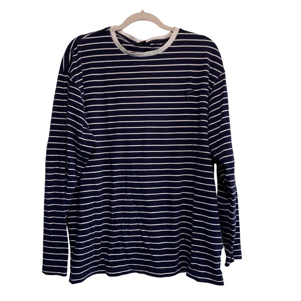 Publish Striped Long Sleeve T-Shirt XXL Navy White Cotton Preppy Streetwear